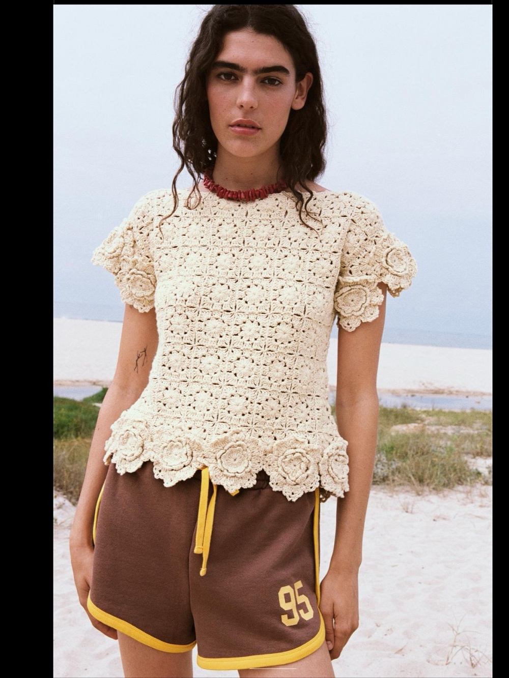 Zara floral crochet knit top, limited edition